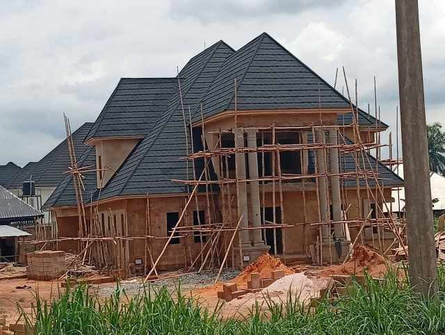 large scale roofing installation site