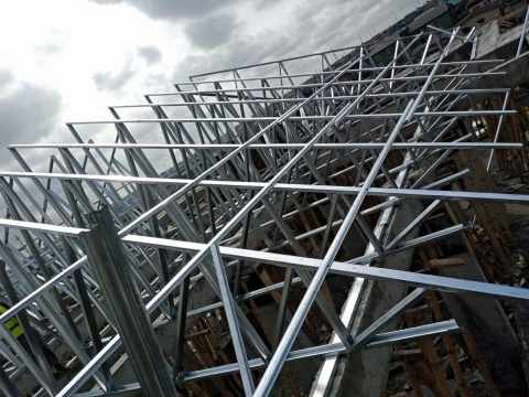 steel truss roof construction project