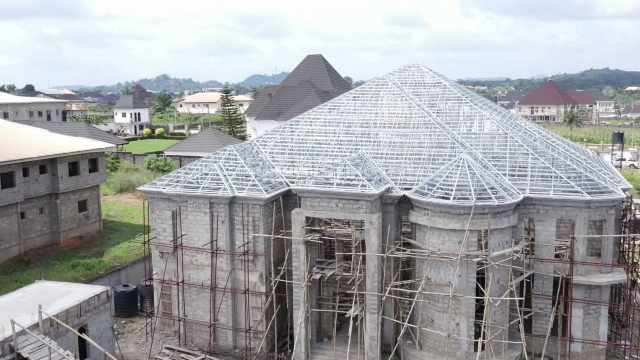 industrial steel roof truss framework